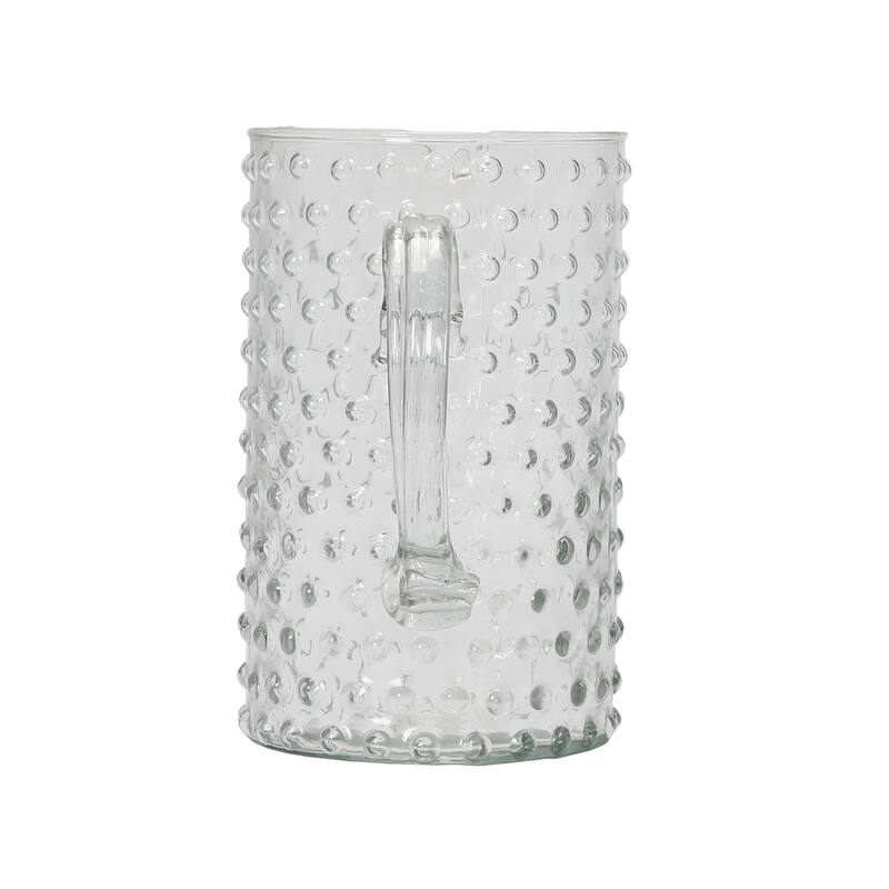 Hand Blown Glass Hobnail Pitcher - 6.8"L x 4.3"W x 7.3"H