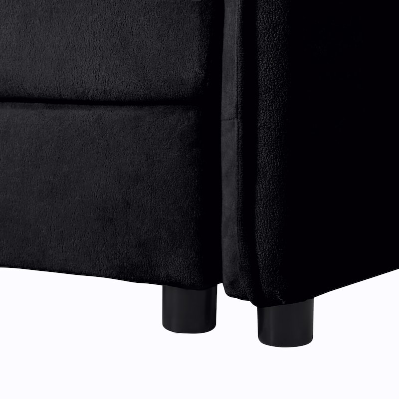 Chenille Modular Armchair with Storage Pockets & Toss Pillow