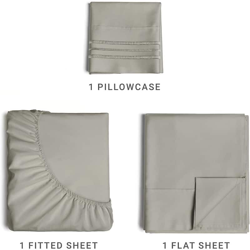 CGK Linens Brushed Microfiber Soft Wrinkle free 4 Piece Bed Sheet Set