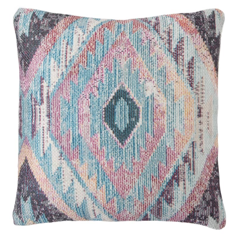 Nikki Chu Sinai Indoor/ Outdoor Tribal Blue/ Multicolor Throw Pillow - 18"X18" Cover Only - Cover Only