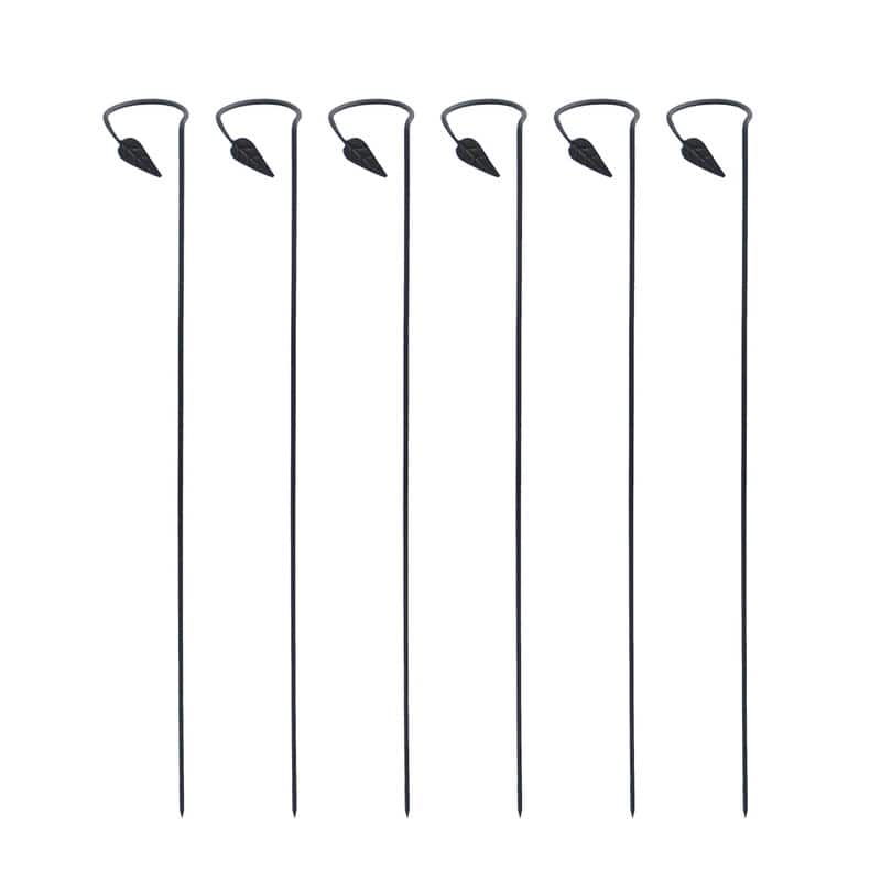 Achla Designs 40" H Black Wrought Iron Plant Stakes (Set of 6), Powder Coated Finish, Garden Accessory Tool