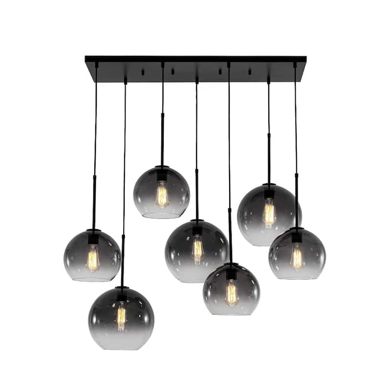 Ultra Modern 7-Light Sculptural Gradient Glass Island Pendant - 39.4in