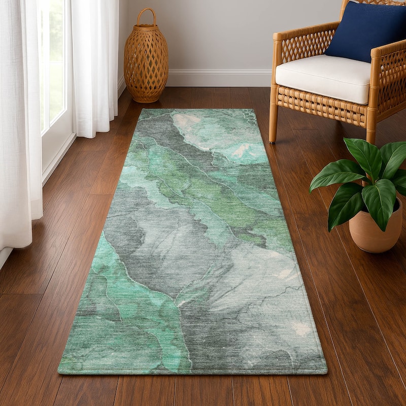 Premium Washable Super Soft Abstract Mayfield Rug - Teal - 2'3" x 7'6"