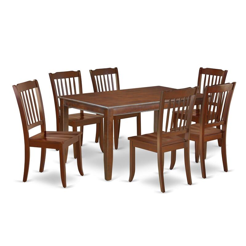 East West Furniture Dining Room Furniture Set- a Rectangle Kitchen Table and Dining Chairs, Mahogany (Pieces Options)