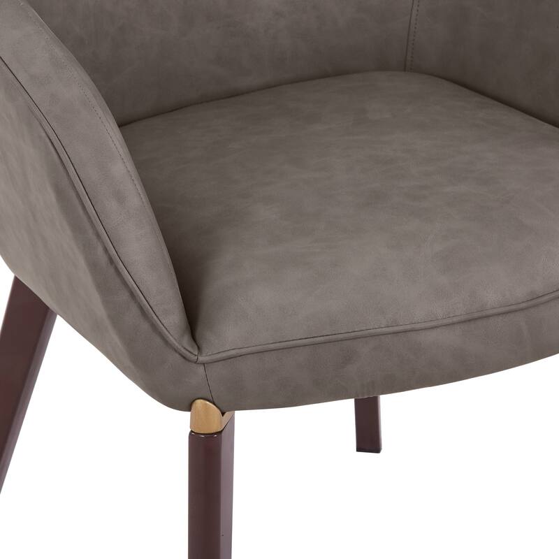 Elias Dining Chair Upholstered in Leather Velvet and Powder Coated Legs Set of 2