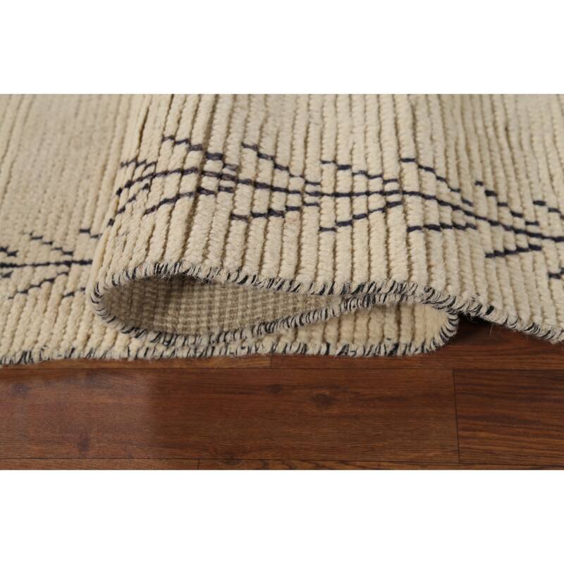 Moroccan Oriental Area Rug Handmade Abstract Wool Carpet - 5'11"x 9'8"