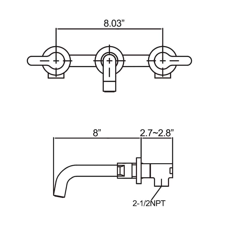 Wall Black Bathroom Sink Faucet Widespread with Double Handle