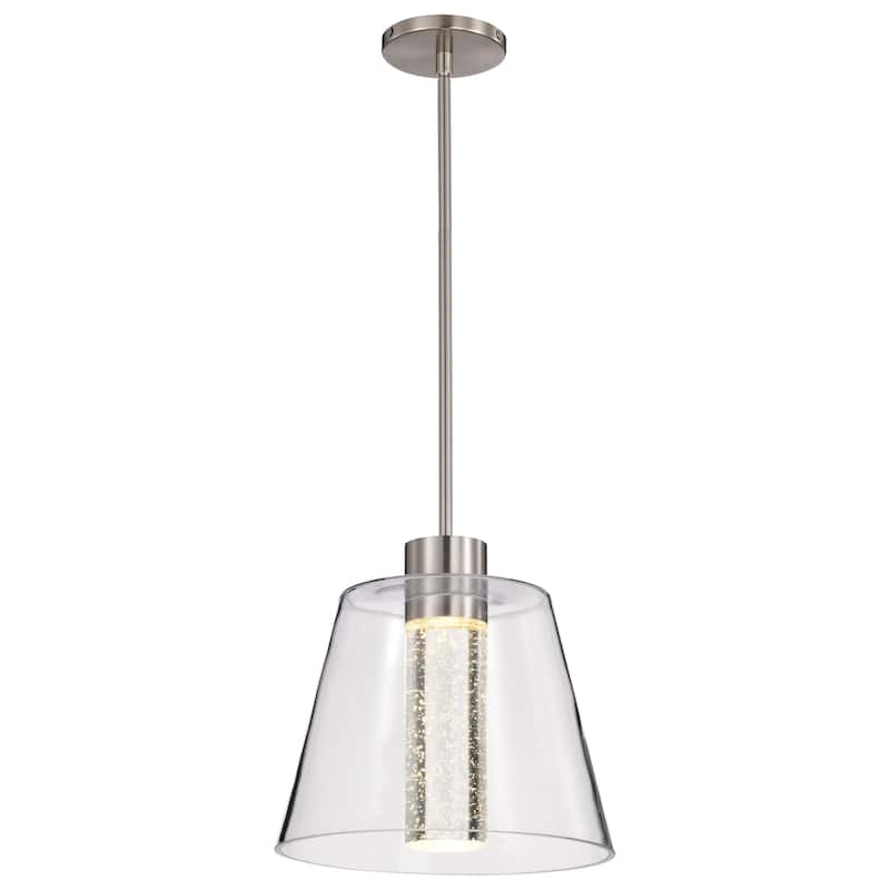 Aura 12 Inch LED Pendant Brushed Nickel K9 Bubble Crystal 3000K CCT - Brushed Nickel