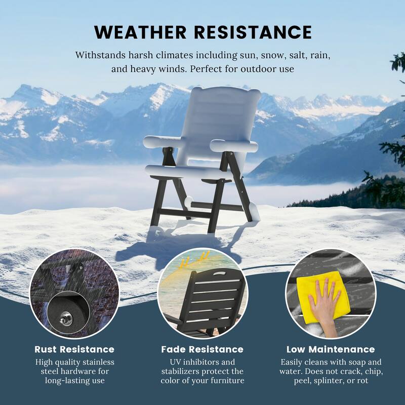 Coastline Patio Folding Highback Dining Chair Set of 2