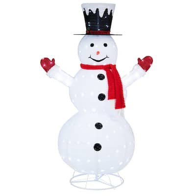 Gymax 6FT Pre-Lit Pop-Up Flannel Snowman Collapsible Christmas Decor - See Details