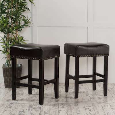 Laramie 26-inch Bonded Leather Backless Counter Stool (Set of 2) by Christopher Knight Home