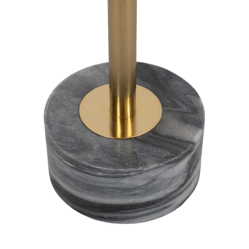 Sagebrook Home Modern Metal and Marble Accent Table with Iron Base and Stone Details - 10" x 10" x 24"