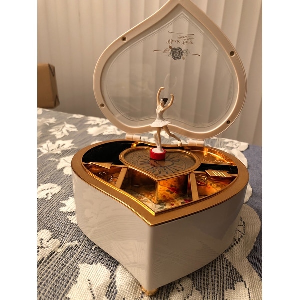 HIGH QUALITY TIN ALLOY HEART SHAPE MUSIC BOX DANCE BALLERINA DANCE 