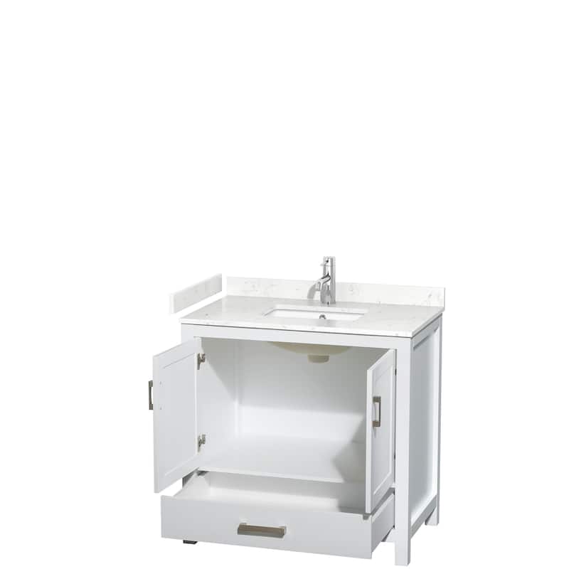 Sheffield Single Bathroom Vanity Set, Cultured Top, No Mirror