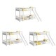 preview thumbnail 7 of 5, Twin over Twin Floor Bunk Bed Solid Pine Wood Bunk Bed with Slide and Ladder, Safety Guardrails