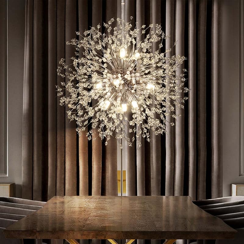 8/9/12/16-Light Modern Linear Sputnik Globe Pendant Starburst Firework Crystal Chandelier
