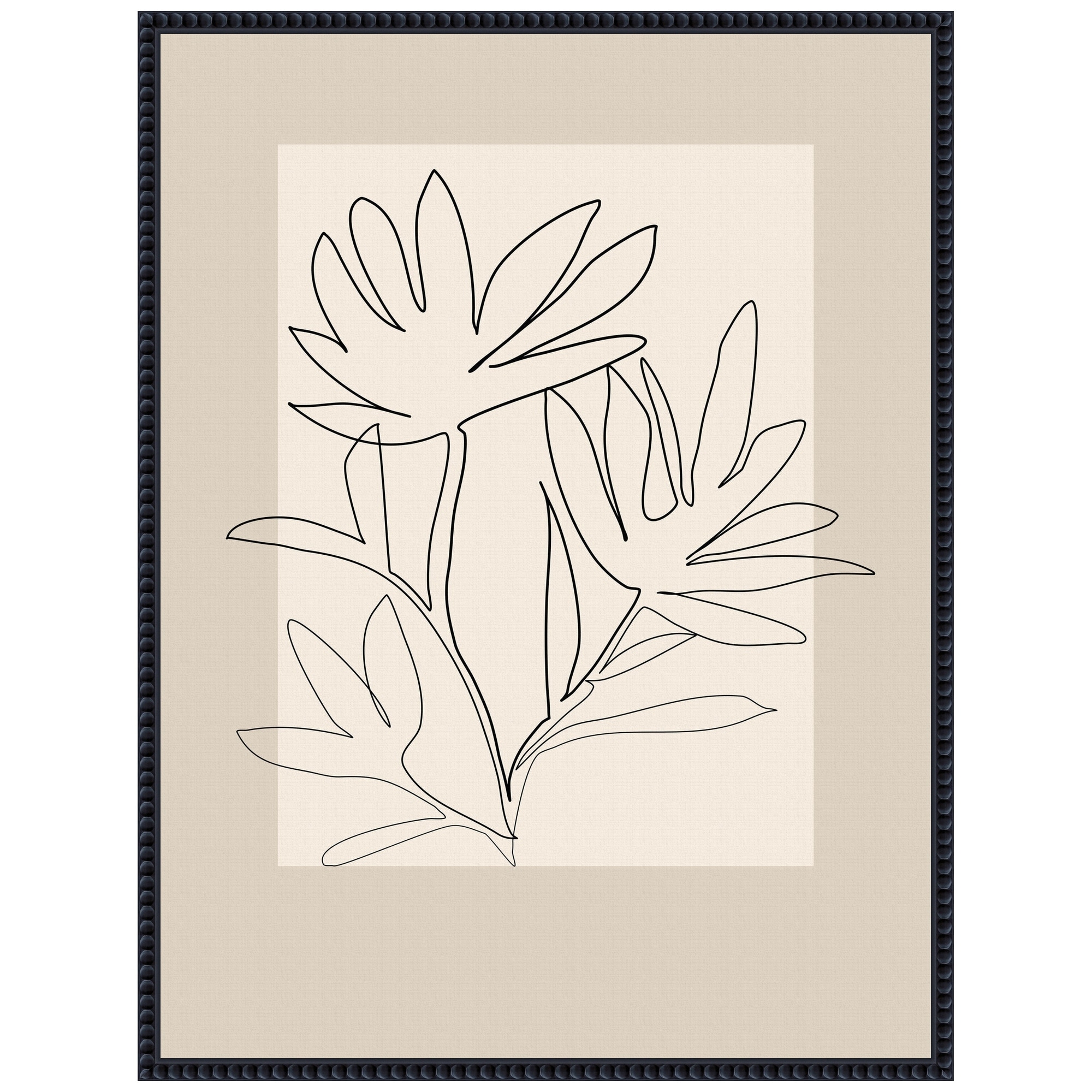 Line art 4 by Elena Ristova Framed Canvas Wall Art - Sylvie Beaded Black