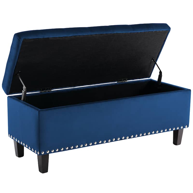 41" Storage Ottoman Tufted Upholstered Rectangle End of Bed Bench