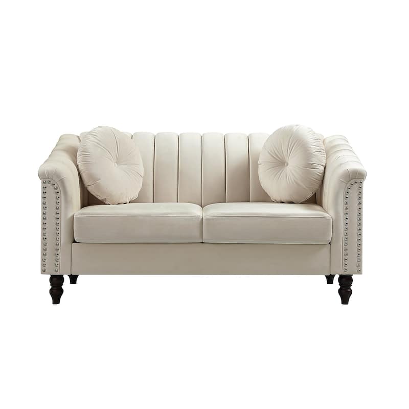 White Microfiber Living Room Sofa