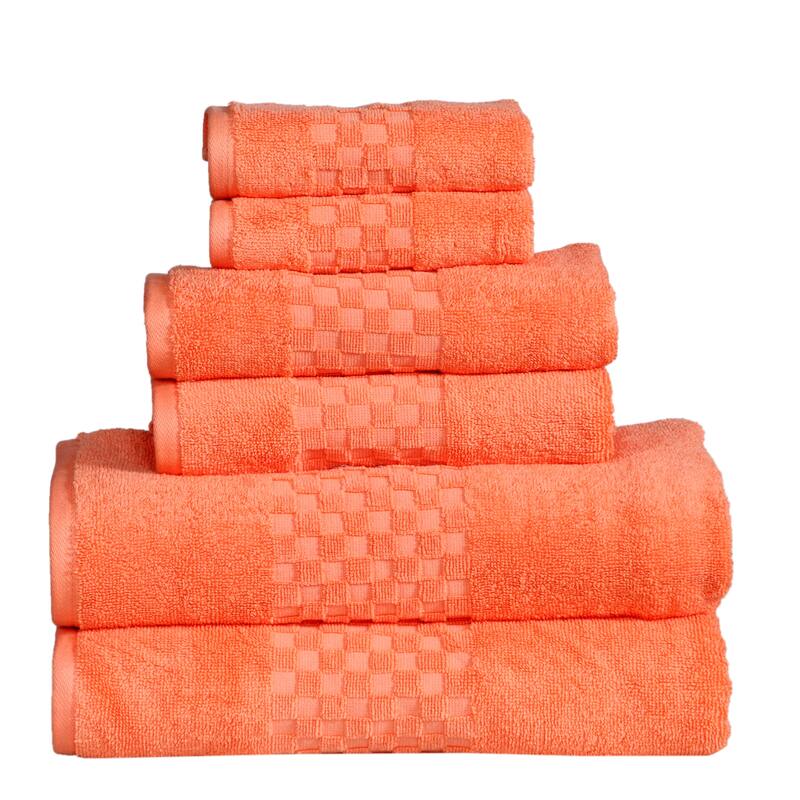 Luxurious Absorbent 650 GSM Combed Cotton 6-piece Towel Set - Salmon