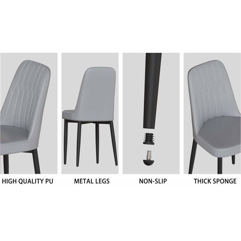 5-Piece Dining Table Set for 4, Kitchen Table Set with Metal Frame and 4 Cushioned Chairs for Dining Room