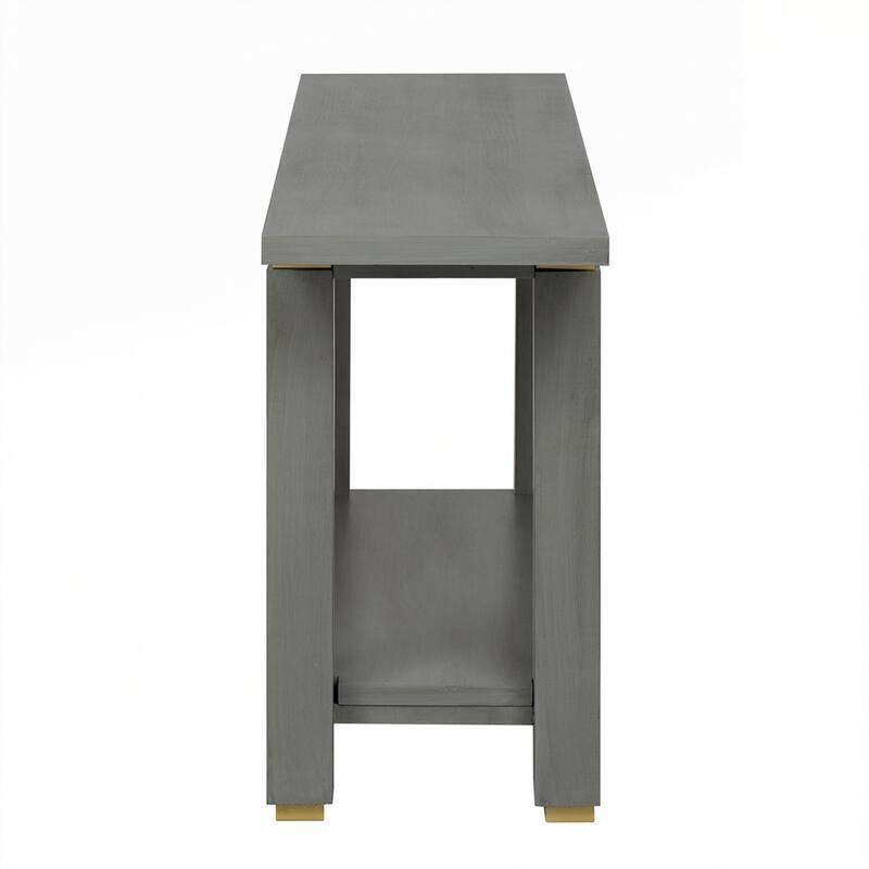 Solid Wood Entryway Sofa Table with Metal Accents