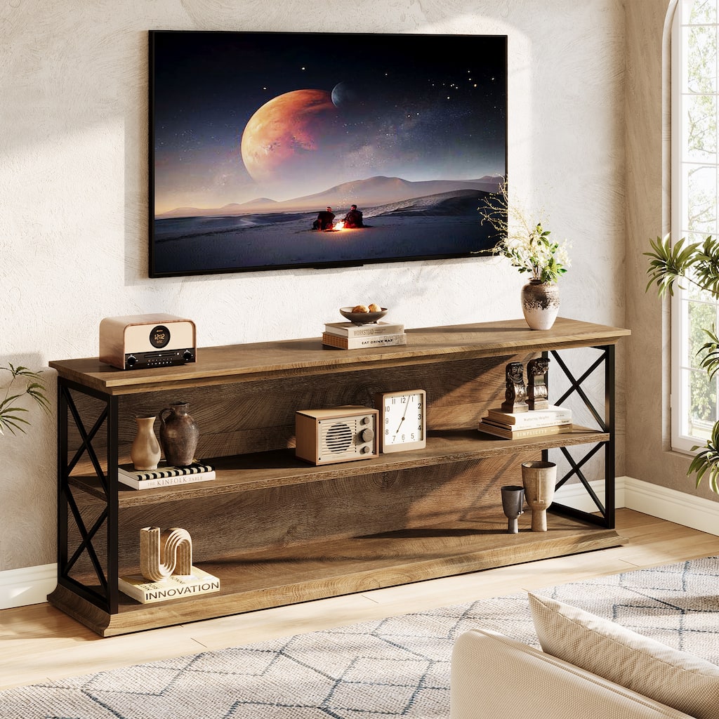 Industrial TV Stand for 75-Inch TVs, 63-Inch Entertainment Center