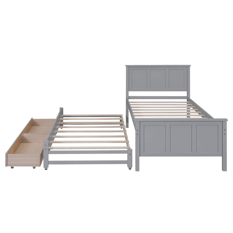 Twin Size Platform Bed With Trundle And Drawers