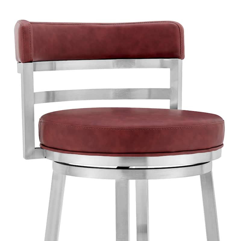 Madrid Modern Swivel Bar Stool, Upholstered Counter Height Chair with Metal Frame