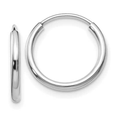 Curata 10k White Gold 1.5mm Polished Round Endless Hoop Earrings - 14mm - 36mm