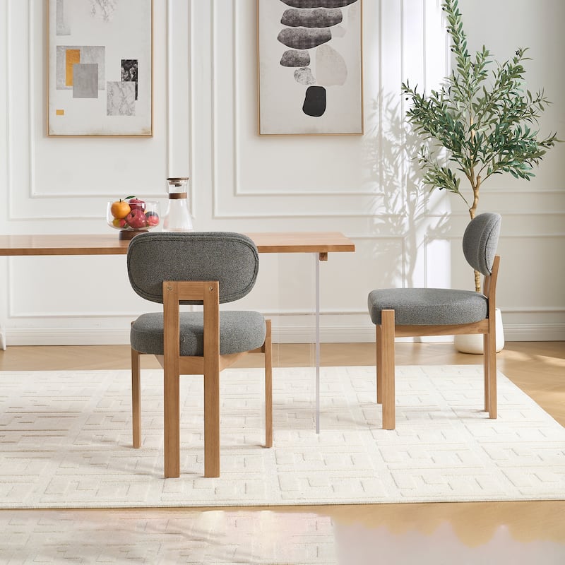 [Set of 2] Modern Farmhouse Dining Chairs – Upholstered Fabric Seats with Wooden Frame‌.