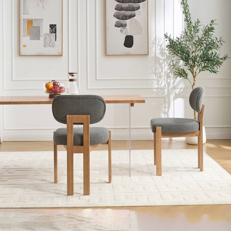 Wooden Dining Chairs Set of 2 , Fabric Upholstered Side Chair Farmhouse Kitchen Chairs for Dining Room, Breakfast Area