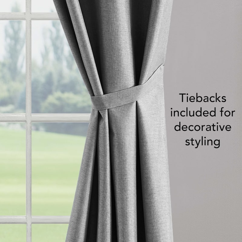Creative Home Ideas Legrae Blackout Grommet Window Curtain Panel Pair with Tiebacks