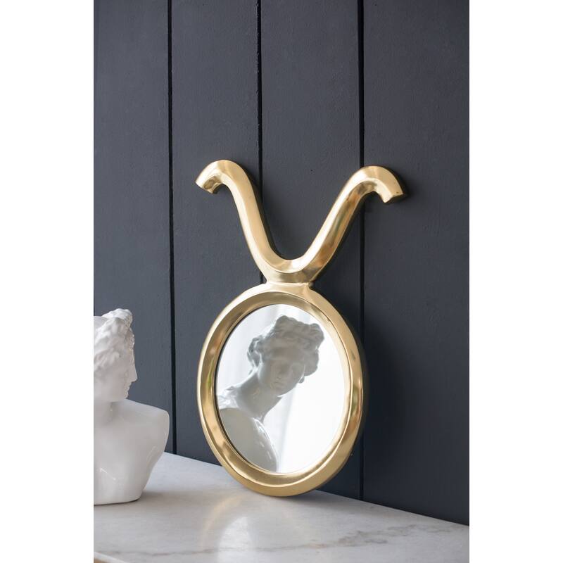 12.5" x 16" Modern Gold Round Mirror with Aluminum Frame, Wall Decor for Entryway Living Room Hallway