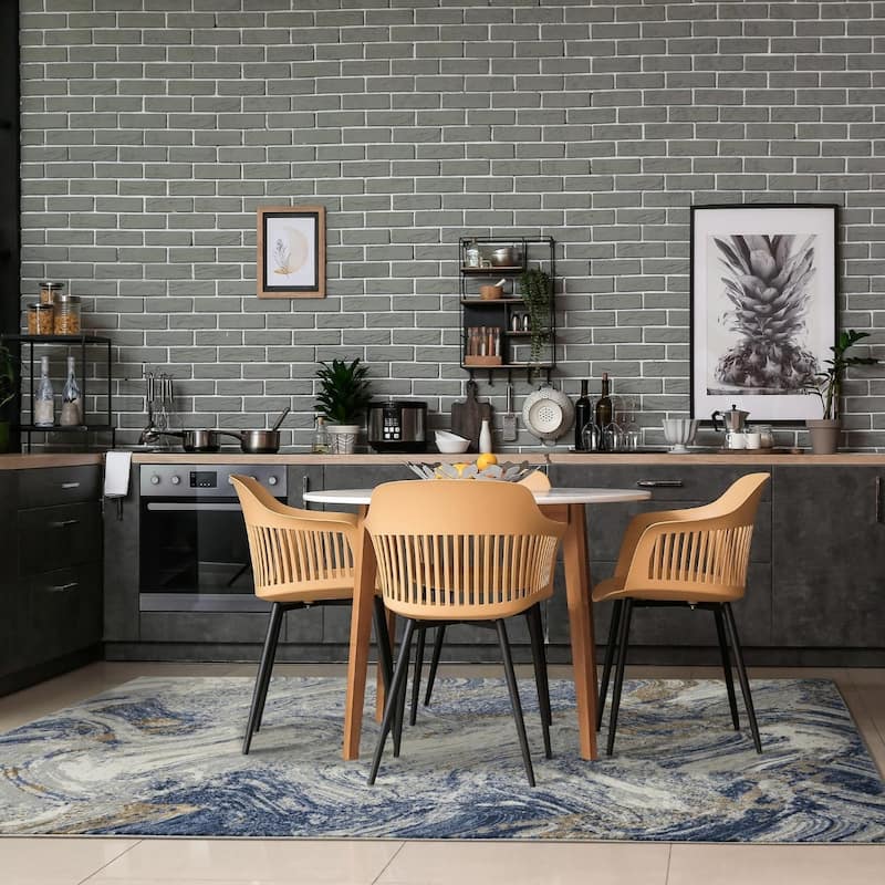 Luxe Weavers Marble Abstract Blue 2x3 Area Rug, Stain-Resistant Rug
