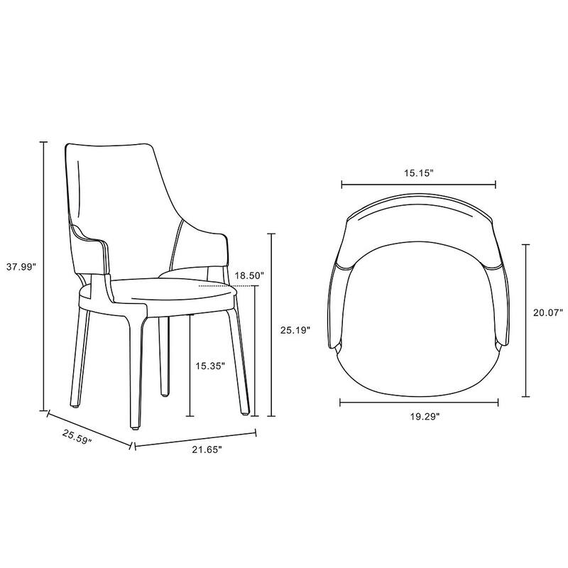 Manhattan Comfort Kara Modern Velvet Upholstered Dining Chair Set