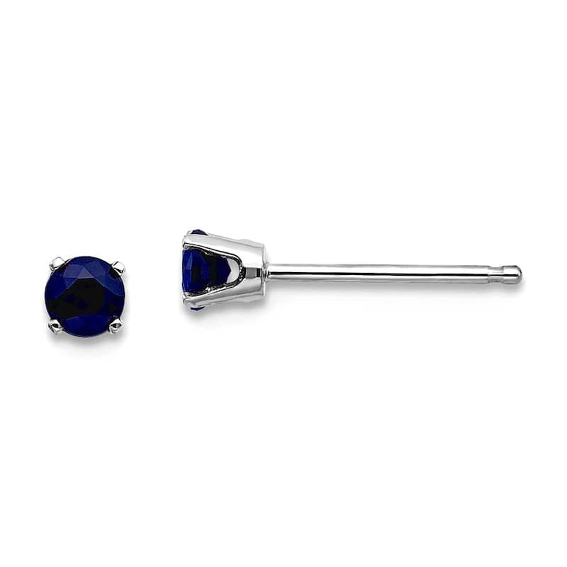 Curata 14k White Gold 3mm Small Round Genuine Gemstone Birthstone Post Earrings