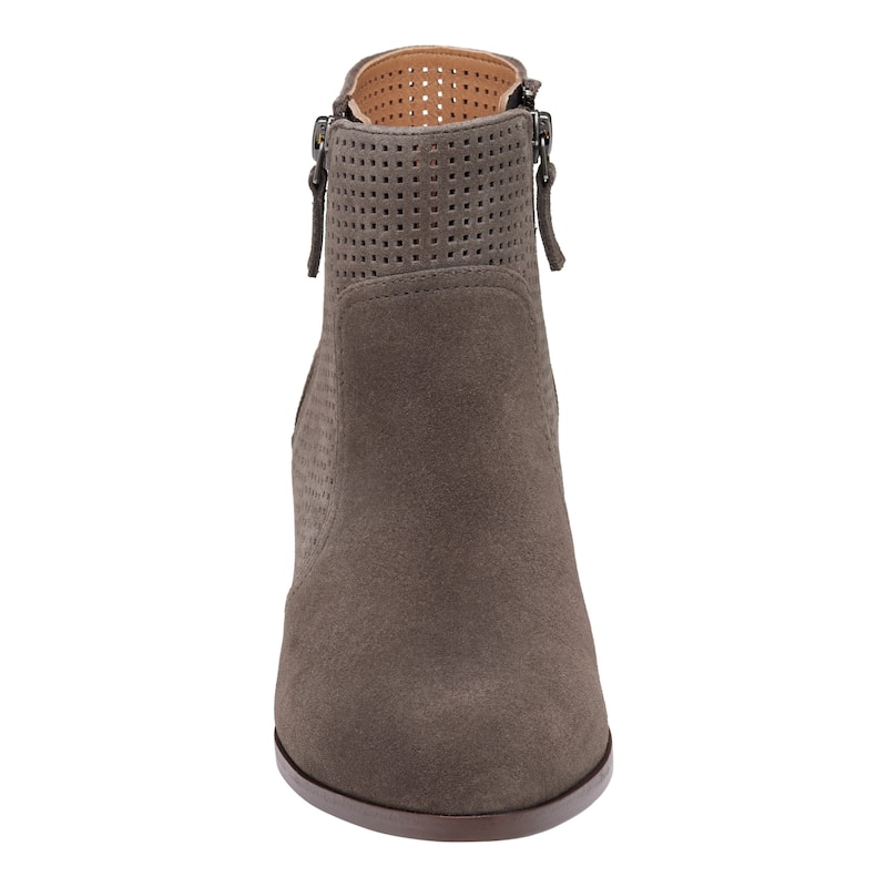 Johnston & Murphy Women's Trista Perfed Double Zip Bootie - Dark Gray Suede - 10