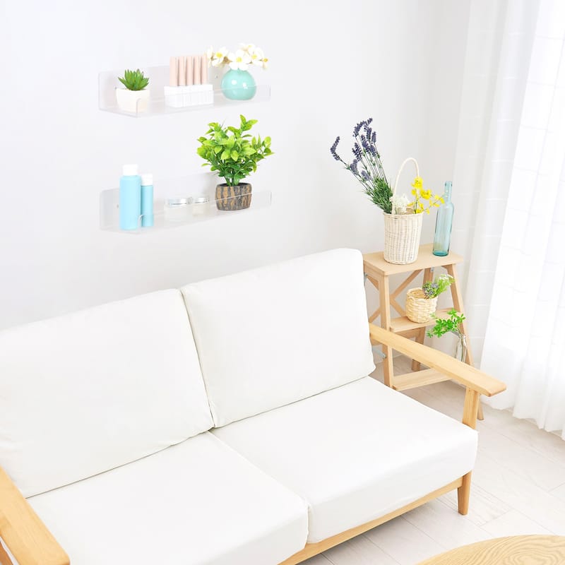 Acrylic Floating Shelves for Wall, Acrylic Shelves for Bathroom Bedroom and Kitchen Room Wall Display Shelf Clear