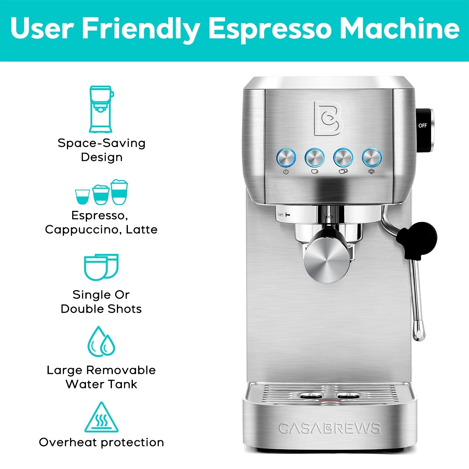 Espresso Machine 20 Bar, Compact Espresso Maker With Milk Frother Steam Wand,  Professional Cappuccino Machine With 49 Oz Removable Water Tank For Lattes,  Macchiatos, Gift For Dad Mom Wife