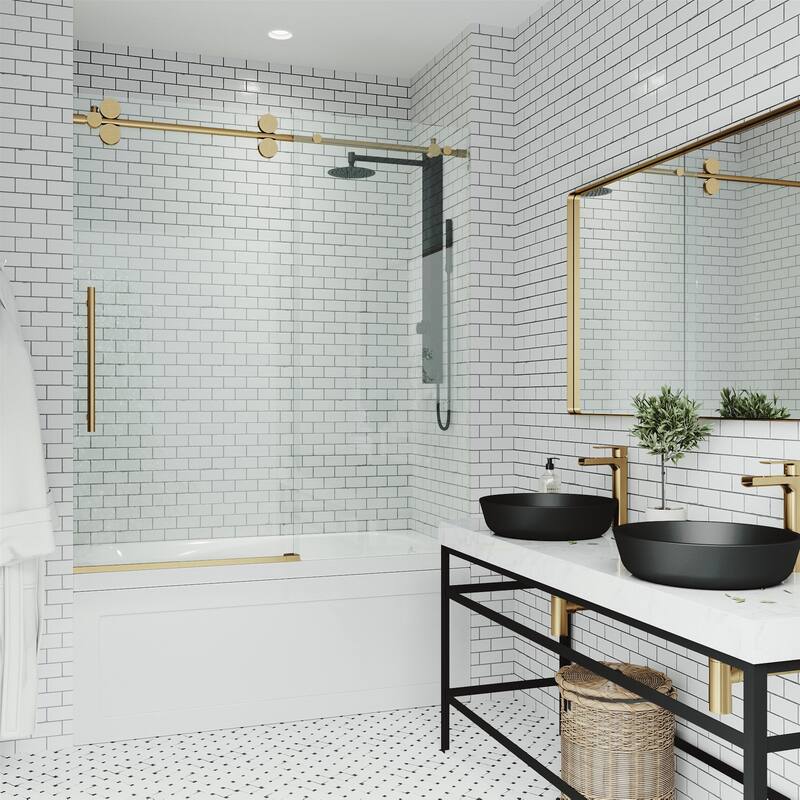 VIGO Elan 56" to 60" W x 66" H Frameless Sliding Tub Door