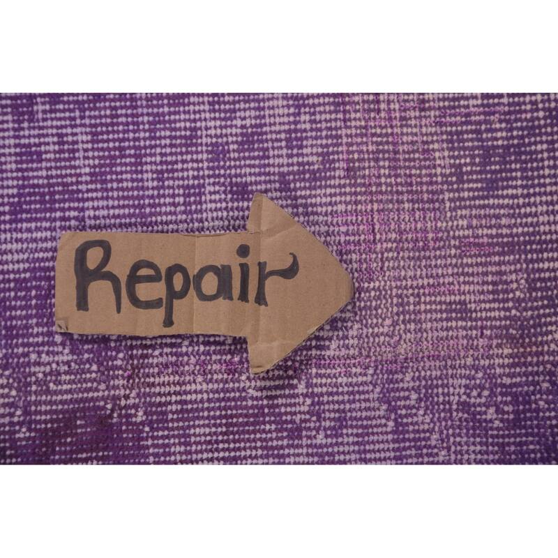 Over-Dyed Purple Anatolian Turkish Vintage Rug Handmade Wool Carpet - 6'10" x 10'0"