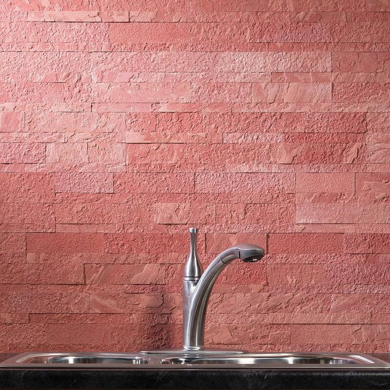 Aspect Peel and Stick Stone Overlay Kitchen Backsplash - Autumn Sandstone (Approx. 15 sq ft Kit) - 15 Sq Ft Kit