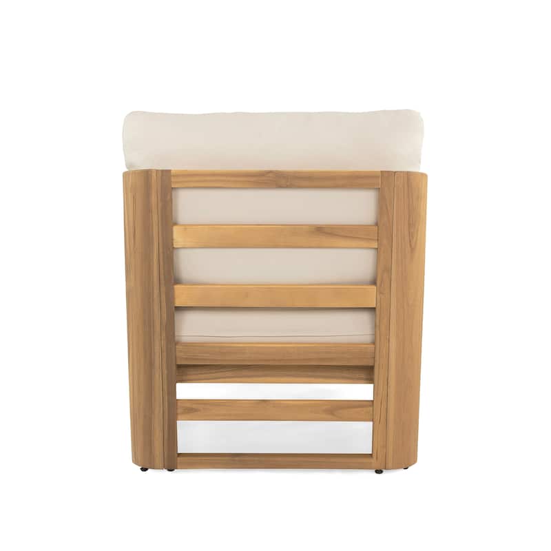 Lenrn Wood Textilene Club Chair with Acacia Frame and Water-Resistant Cushions by Christopher Knight Home