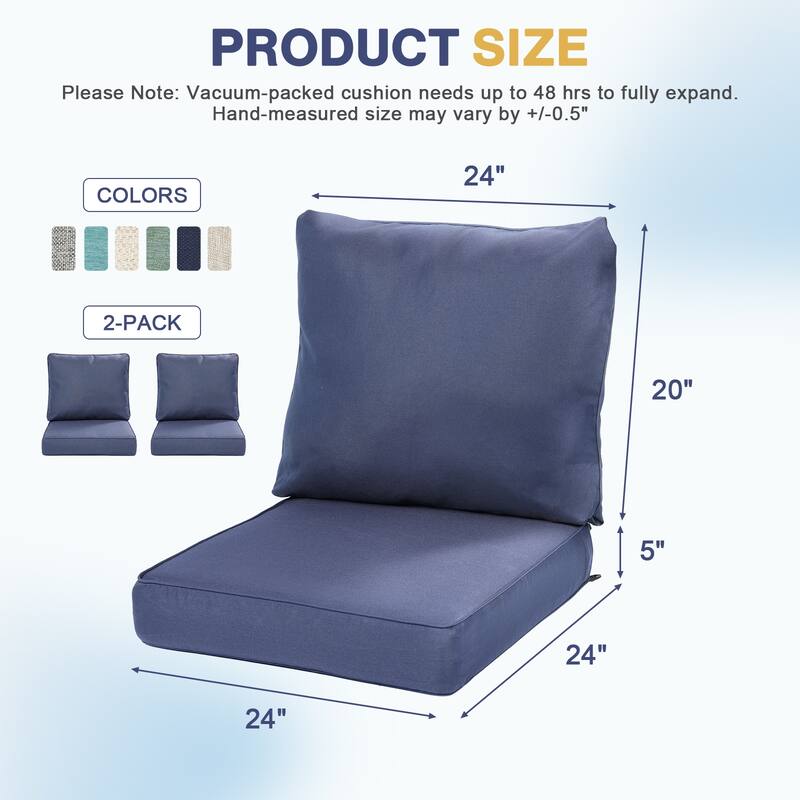 Aoodor Outdoor Seat/Back Cushion Set of 2