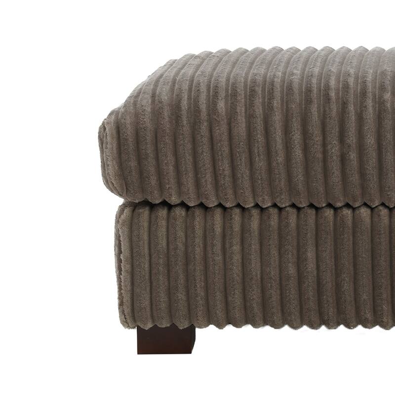 Modern Interior Rectangle Faux Fur Ottoman