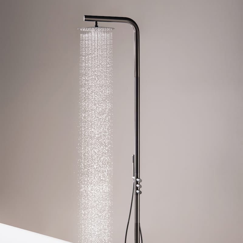 Rbrohant Freestanding Shower Head, Stainless Steel and Brass Outdoor Handheld Shower