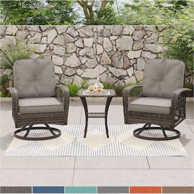 Corvus Livorno Outdoor 3-piece Steel Wicker Swivel Chat Set