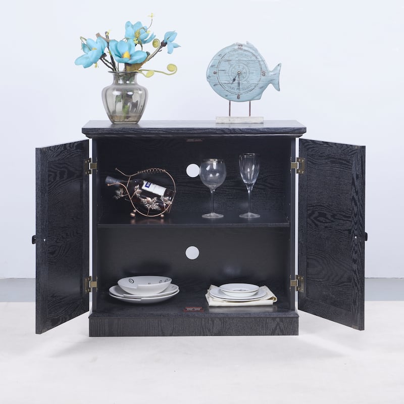 Storage sideboard cabinet with 2 decorative acrylic mirrored doors, adjustable shelf for dining room, living room