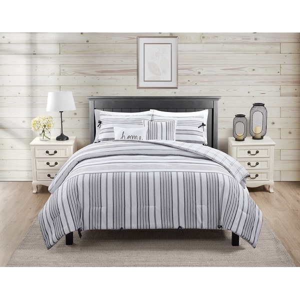 Farmhouse Reversible Stripe Comforter Set. Opens flyout.